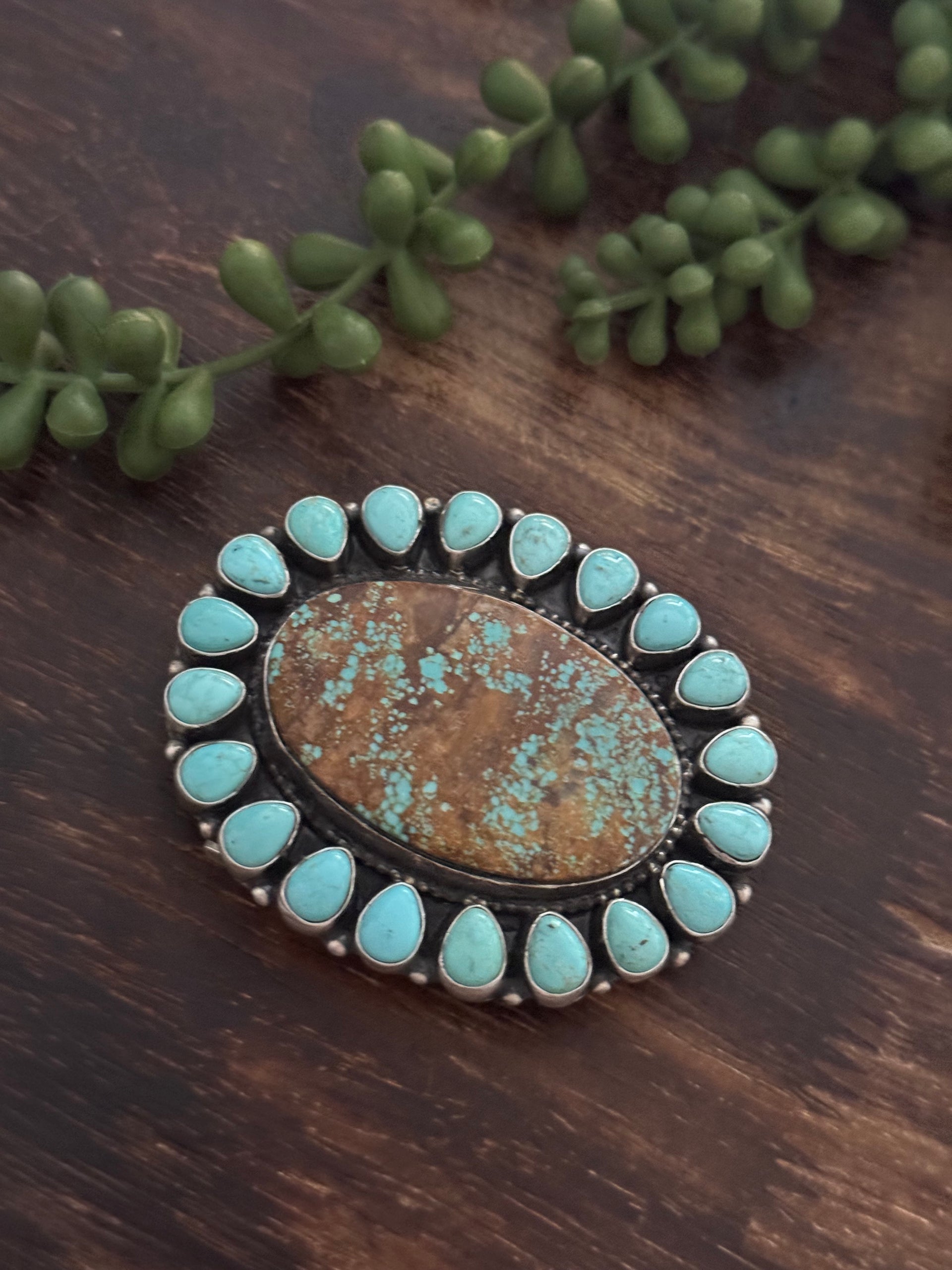 Travis J Mine 8 & Sterling Silver Cluster Belt Buckle