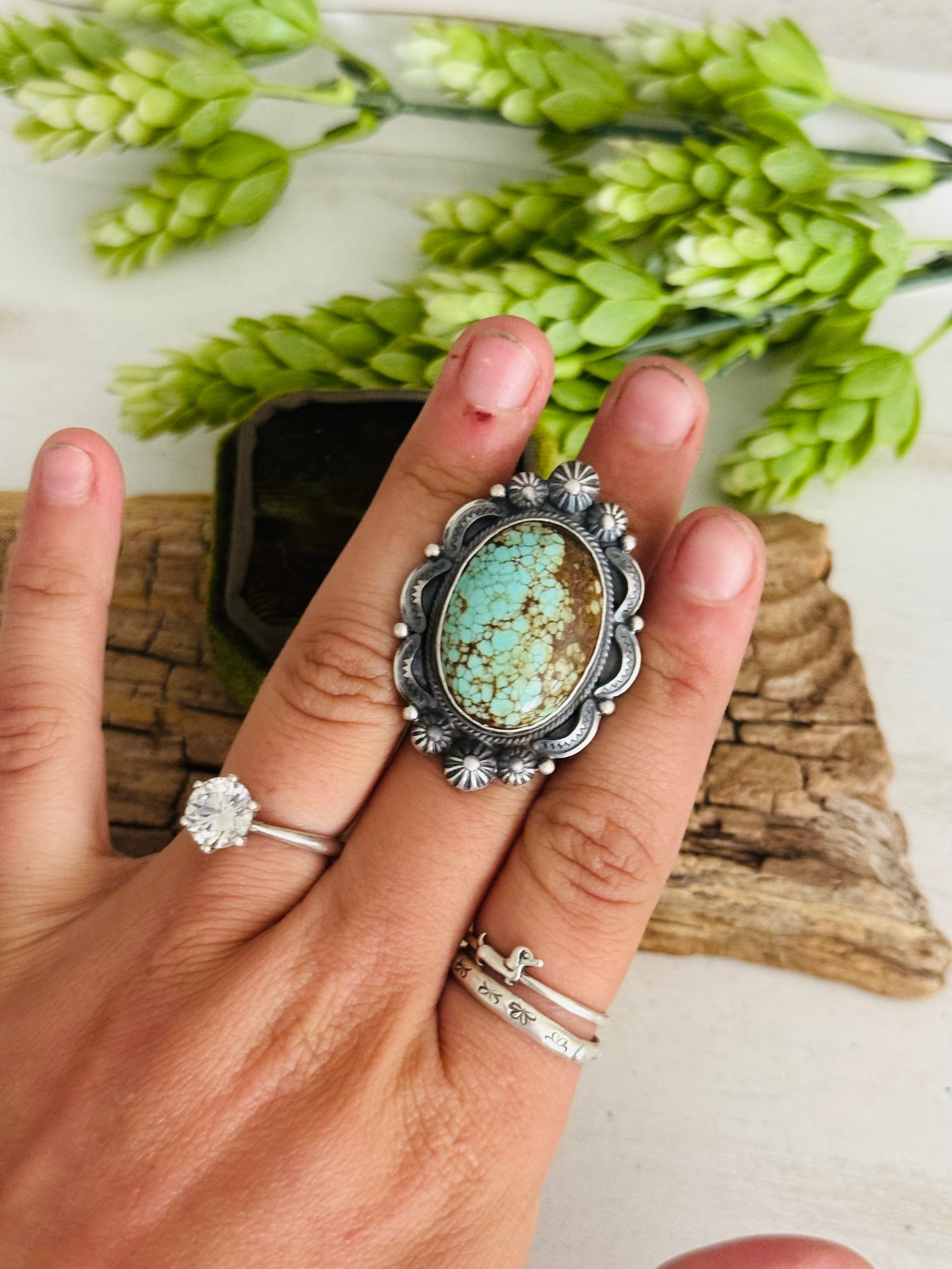 Bennie Ramone #8 Turquoise & Sterling Sliver Adjustable Ring