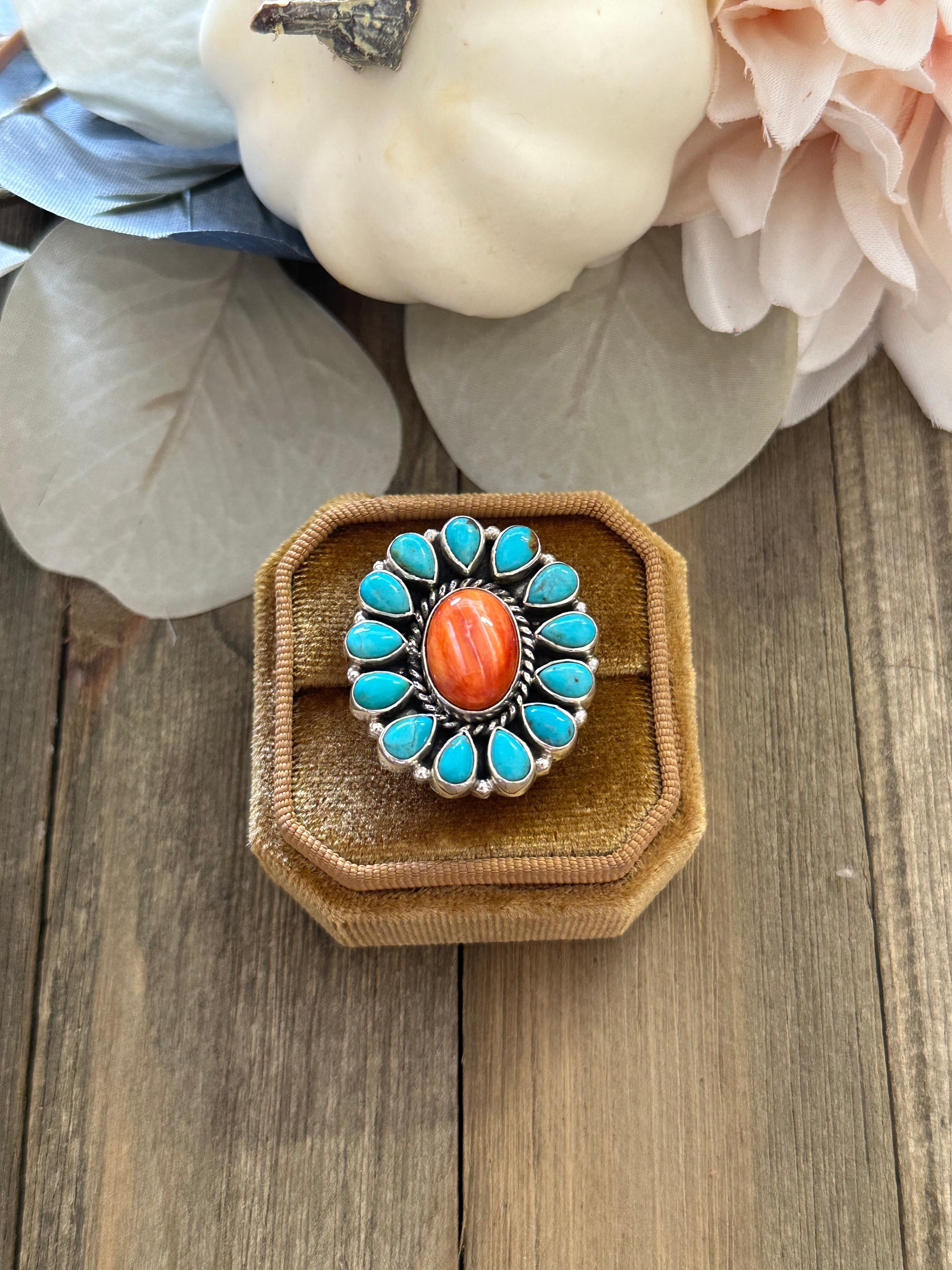 Southwest Handmade Multi Stone & Sterling Silver Adjustable Ring
