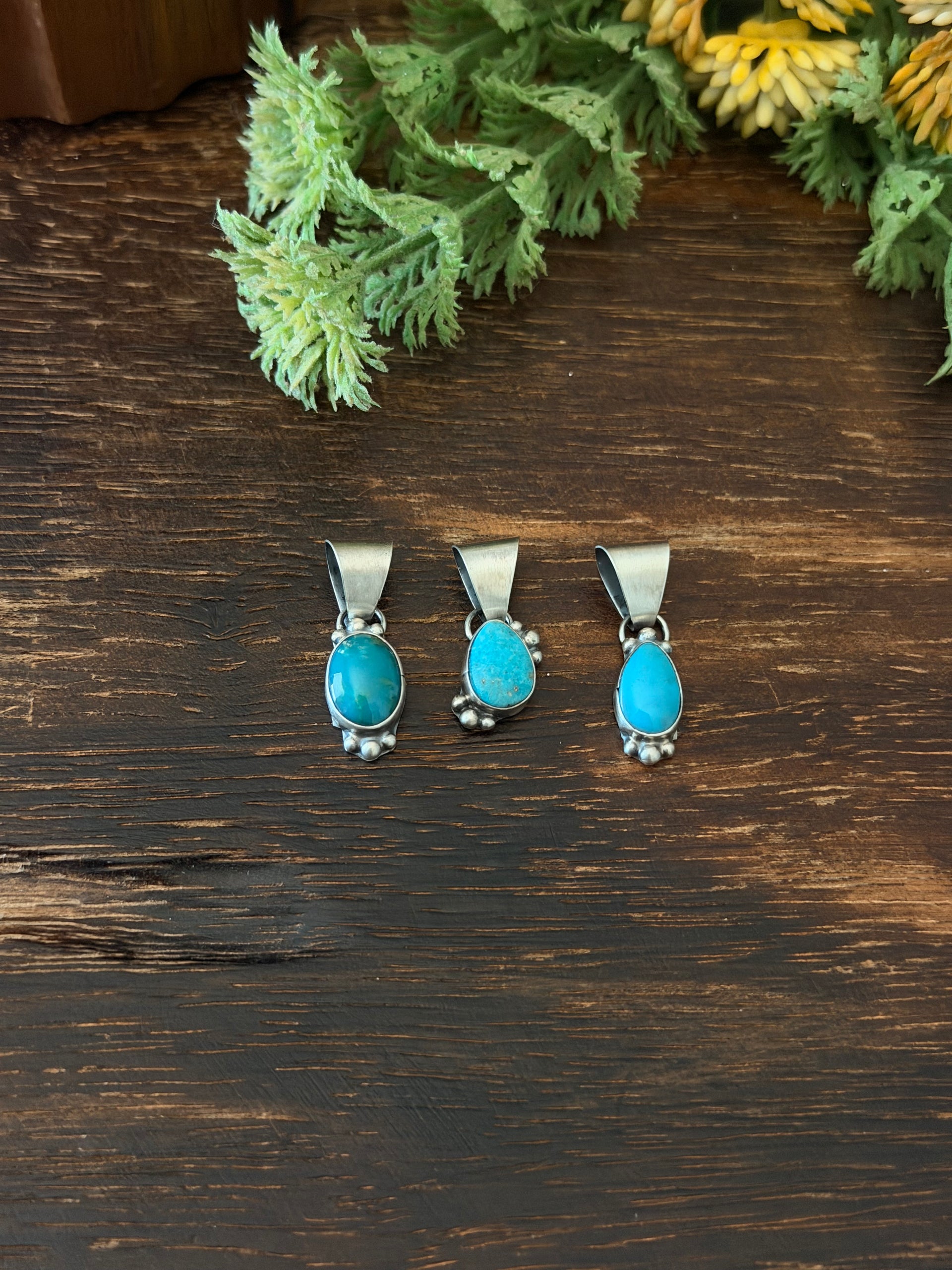 Navajo Made Kingman Turquoise & Sterling Silver Pendant