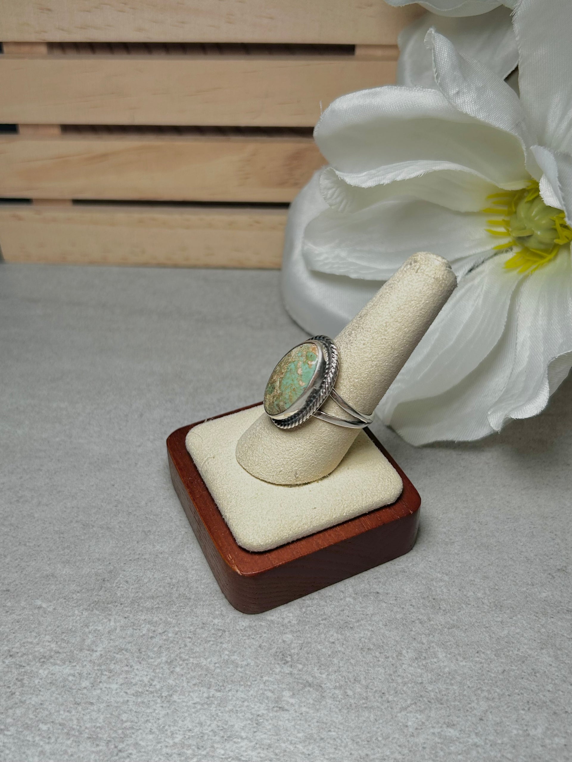 Navajo Made Kingman Turquoise & Sterling Silver Ring Size 9.25