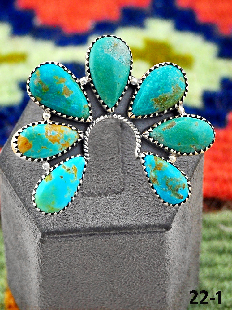 Southwest Handmade Santa Maria Turquoise & Sterling Silver Adjustable Ring
