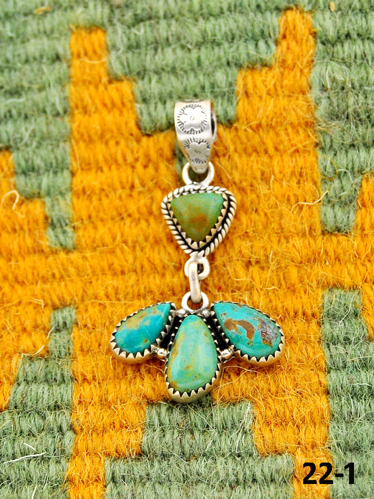 Southwest Made Cripple Creek Turquoise & Sterling Silver Pendant