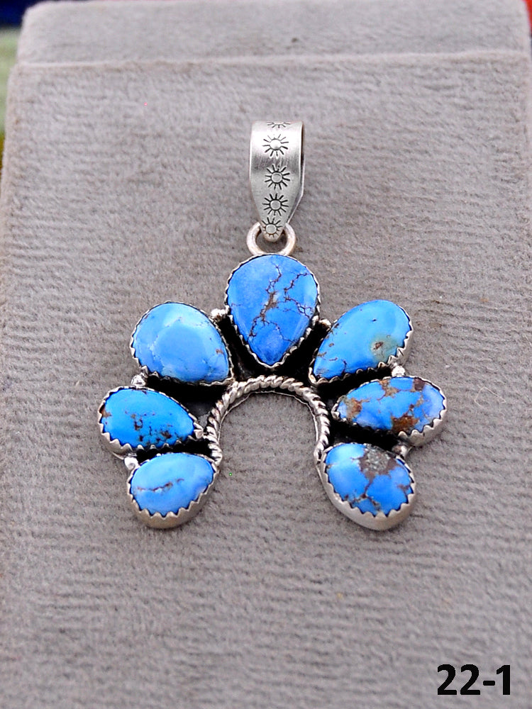 Southwest Handmade Golden Hill’s Turquoise & Sterling Silver Pendants
