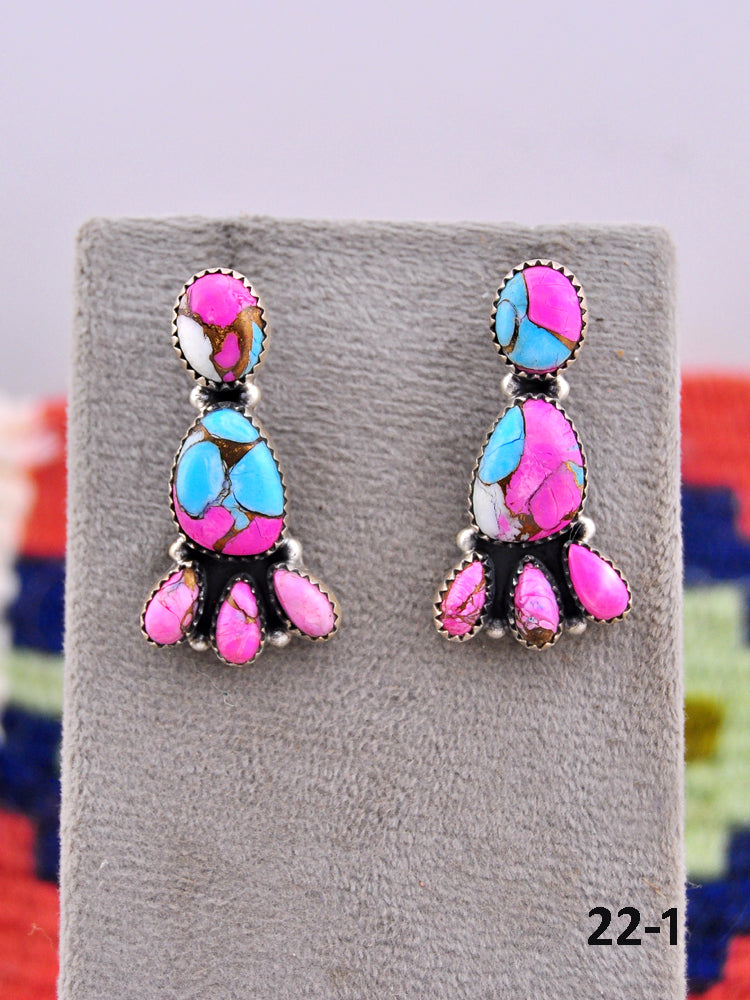Southwest Made Cotton Candy Mohave & Sterling Silver Post Earrings