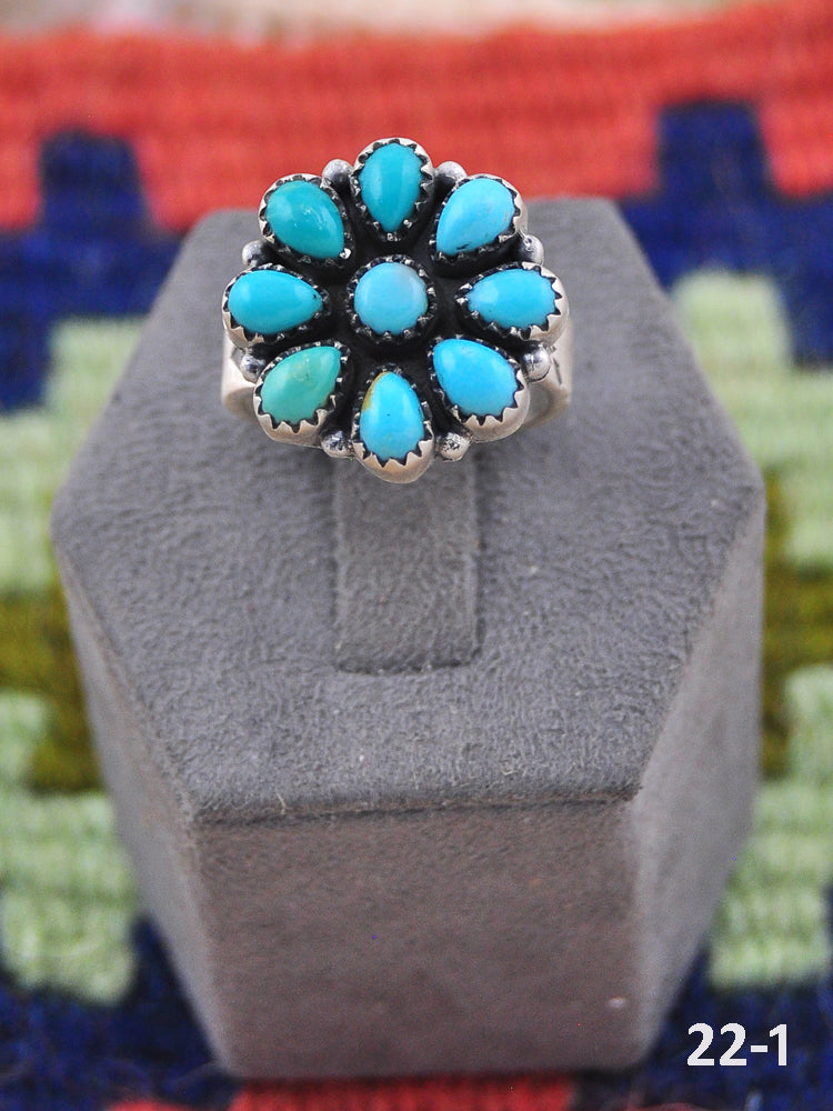Southwest Made Kingman Turquoise & Sterling Silver Adjustable Ring