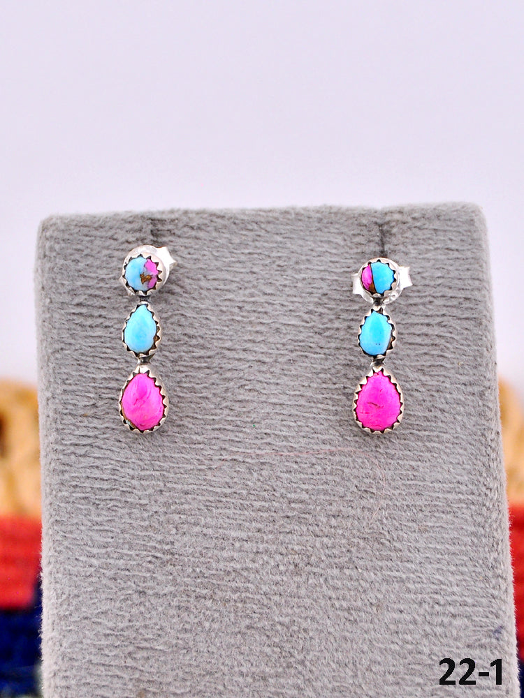 Southwest Made Cotton Candy Turquoise & Sterling Silver Post Earrings