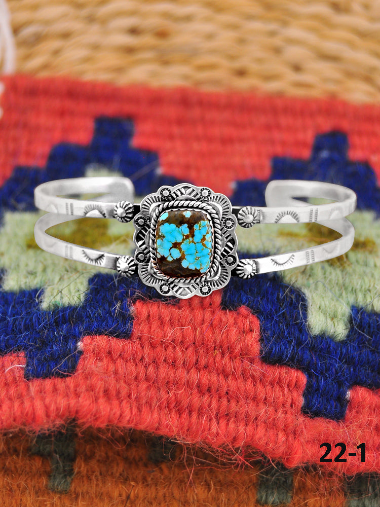 Southwest Handmade No.8 Turquoise & Sterling Silver Cuff Bracelet