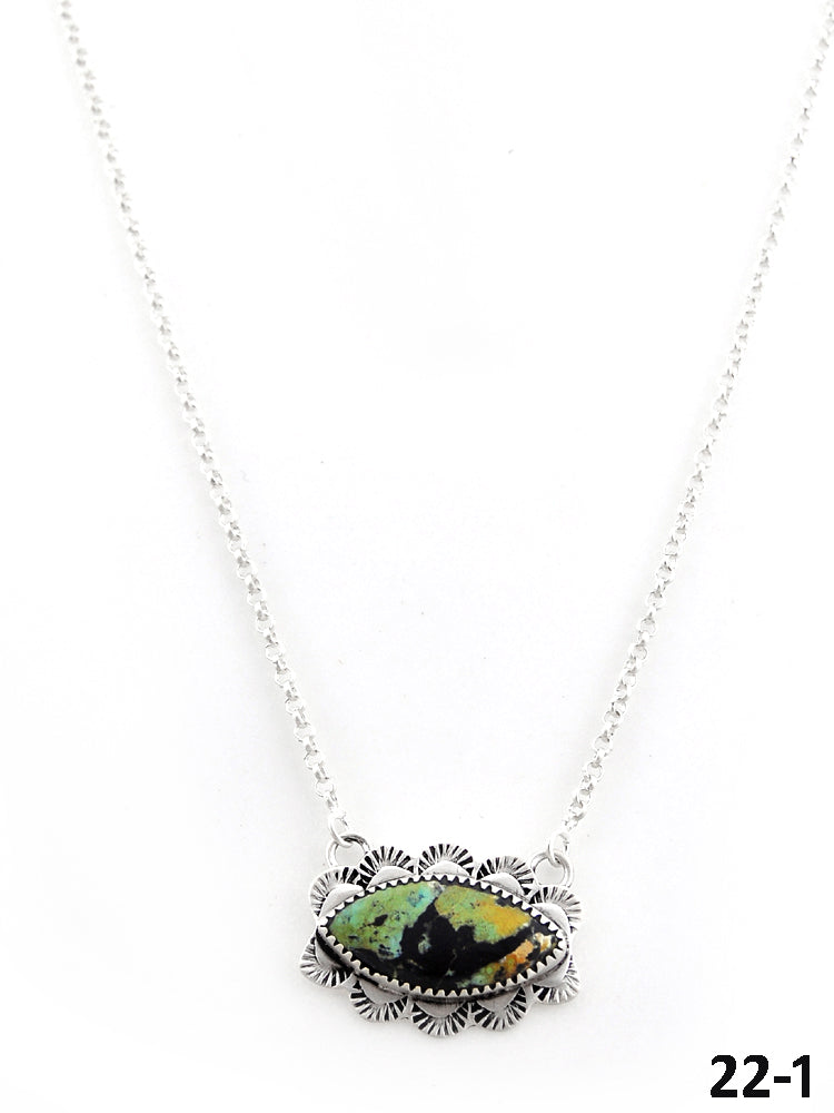 Southwest Made Black Jack Turquoise & Sterling Silver Necklace