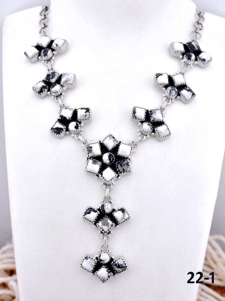 Southwest Made White Buffalo & Sterling Silver Necklace