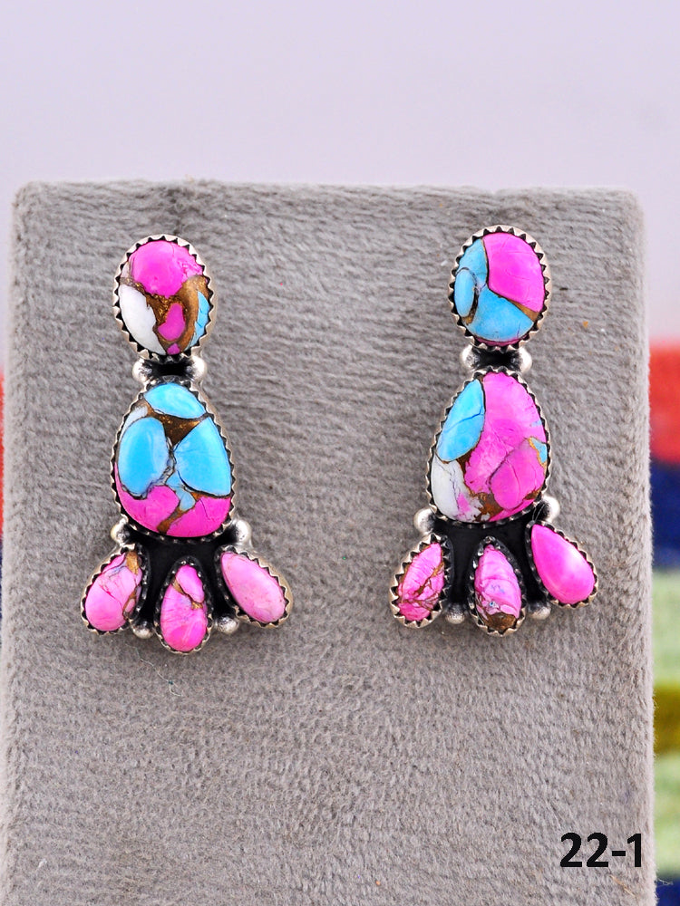 Southwest Made Cotton Candy Mohave & Sterling Silver Post Earrings