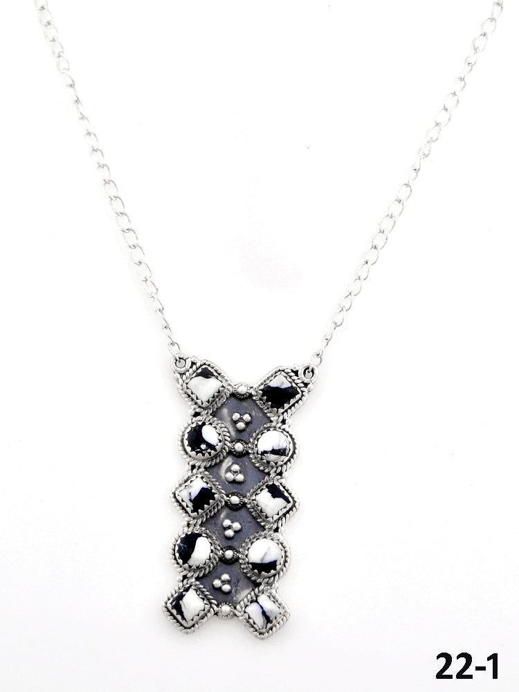 Southwest Made White Buffalo Turquoise & Sterling Silver Necklace