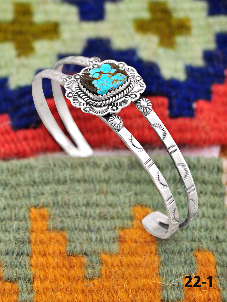 Southwest Handmade No.8 Turquoise & Sterling Silver Cuff Bracelet