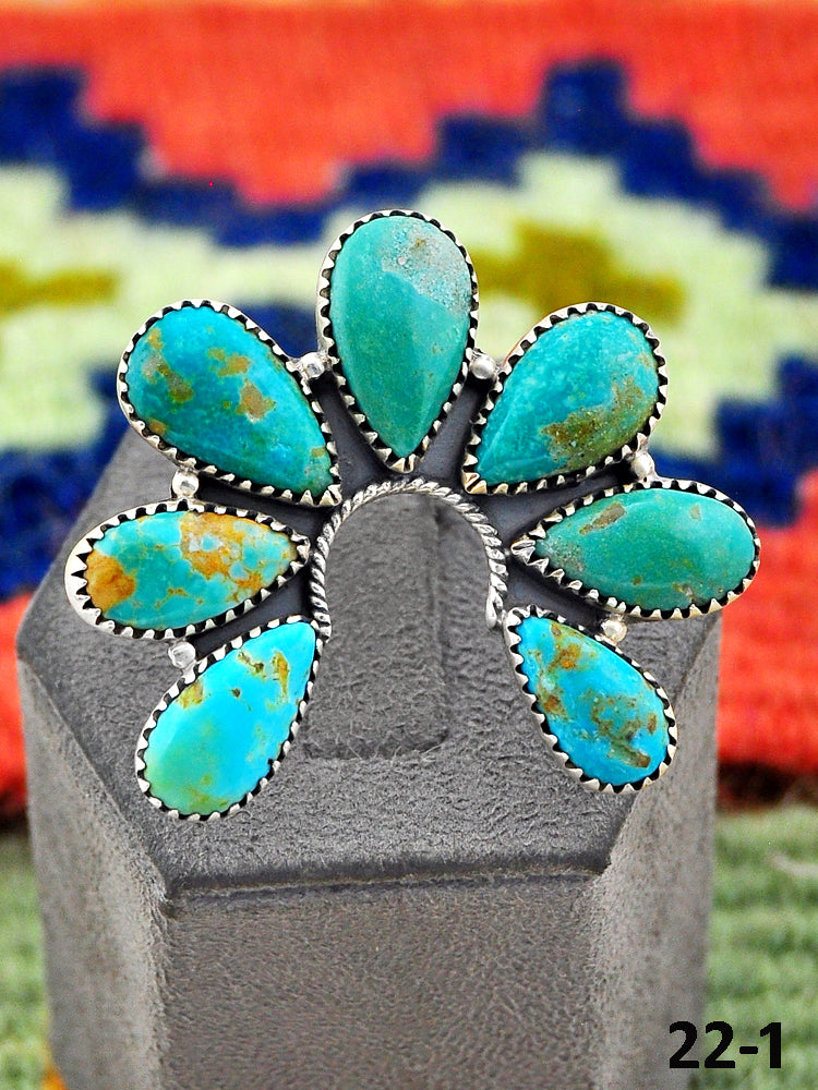 Southwest Handmade Santa Maria Turquoise & Sterling Silver Adjustable Ring