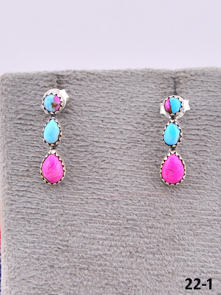 Southwest Made Cotton Candy Turquoise & Sterling Silver Post Earrings