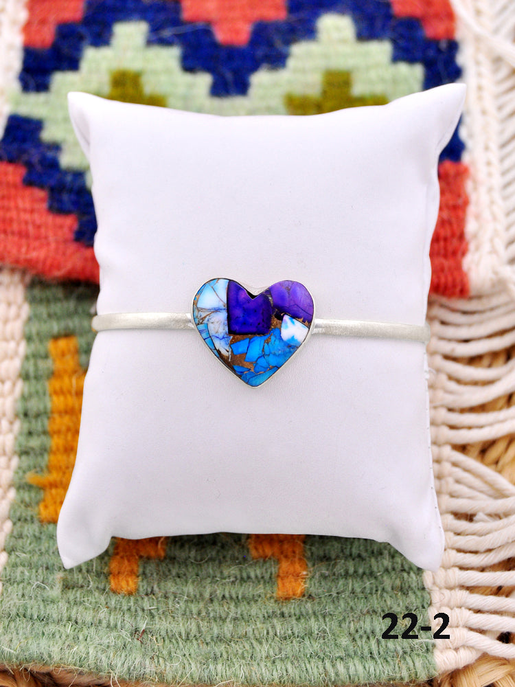 Southwest Handmade Purple Dahlia & Sterling Silver Cuff Bracelet