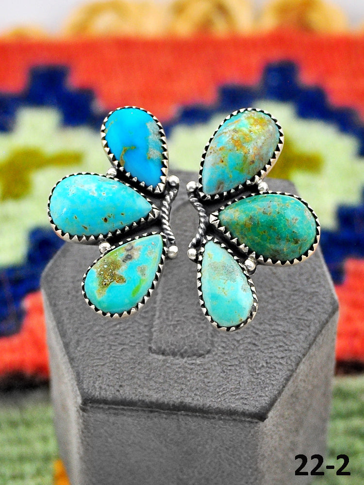 Southwest Handmade Santa Maria Turquoise & Sterling Silver Adjustable Ring