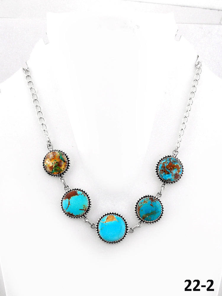Southwest Handmade Mix Turquoise & Sterling Silver Necklace