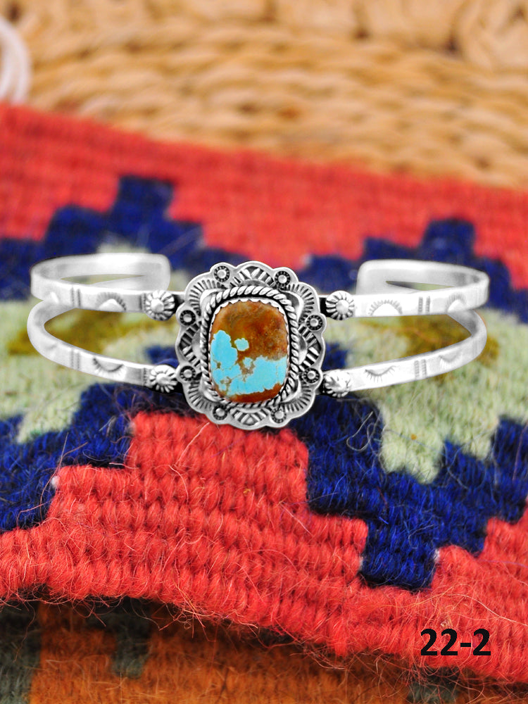 Southwest Handmade No.8 Turquoise & Sterling Silver Cuff Bracelet