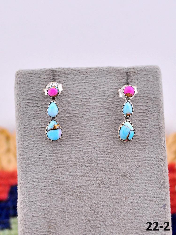 Southwest Made Cotton Candy Turquoise & Sterling Silver Post Earrings