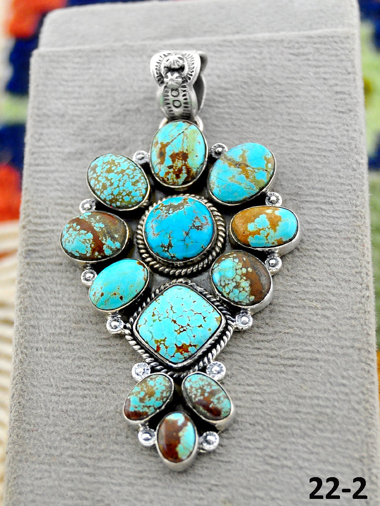 Southwest Handmade #8 Turquoise & Sterling Silver Pendants
