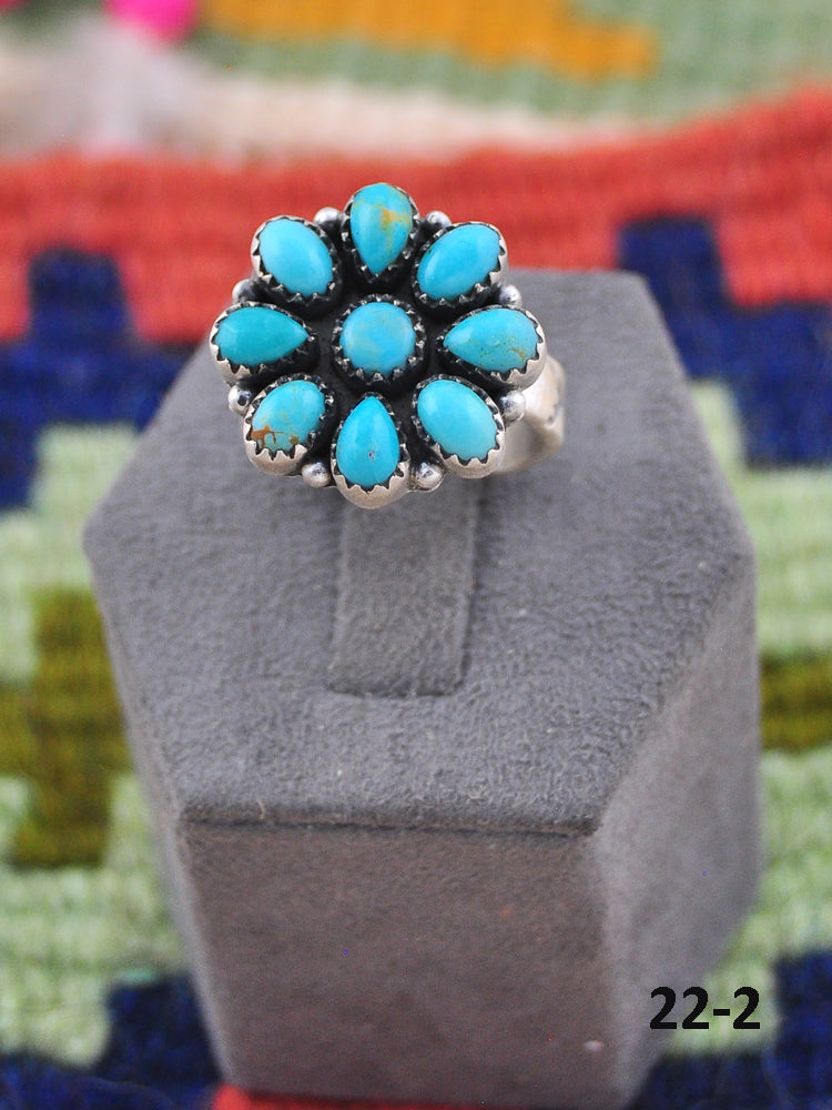 Southwest Made Kingman Turquoise & Sterling Silver Adjustable Ring