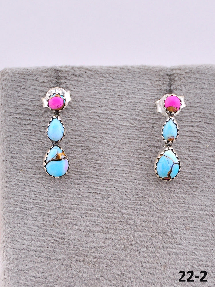 Southwest Made Cotton Candy Turquoise & Sterling Silver Post Earrings