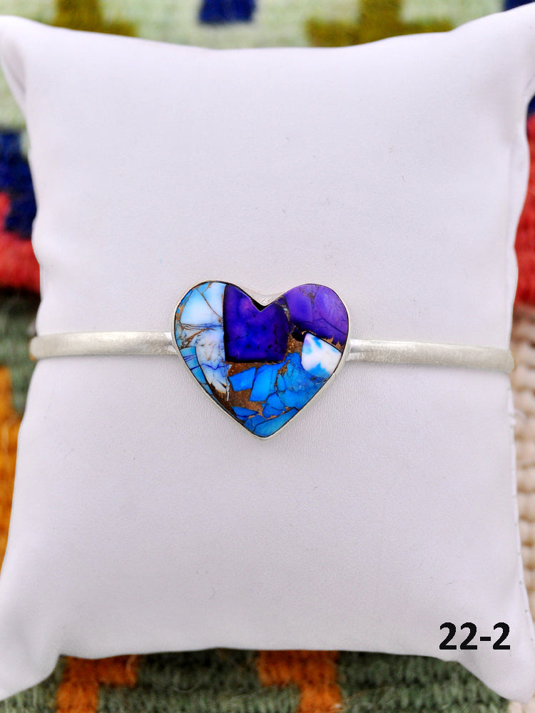 Southwest Handmade Purple Dahlia & Sterling Silver Cuff Bracelet