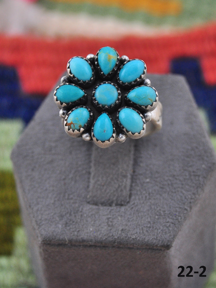Southwest Made Kingman Turquoise & Sterling Silver Adjustable Ring