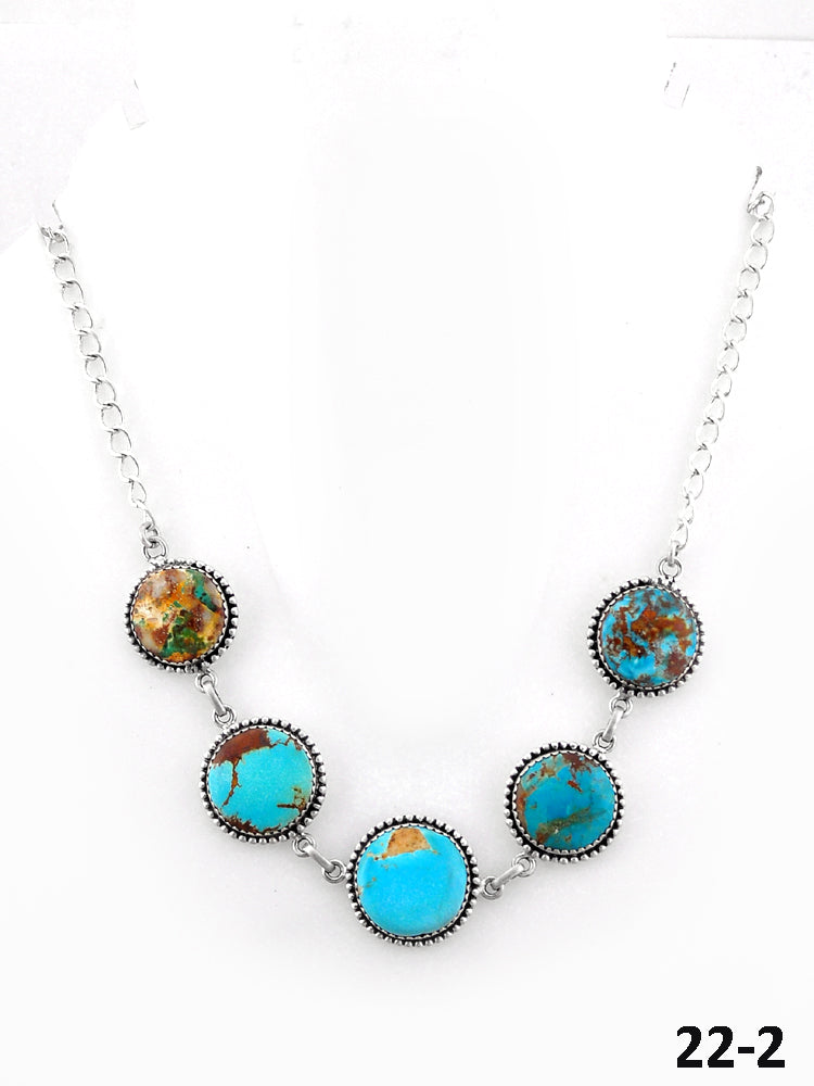 Southwest Handmade Mix Turquoise & Sterling Silver Necklace