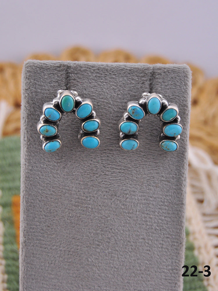 Southwest Handmade Kingman Turquoise & Sterling Silver Post Naja Earrings