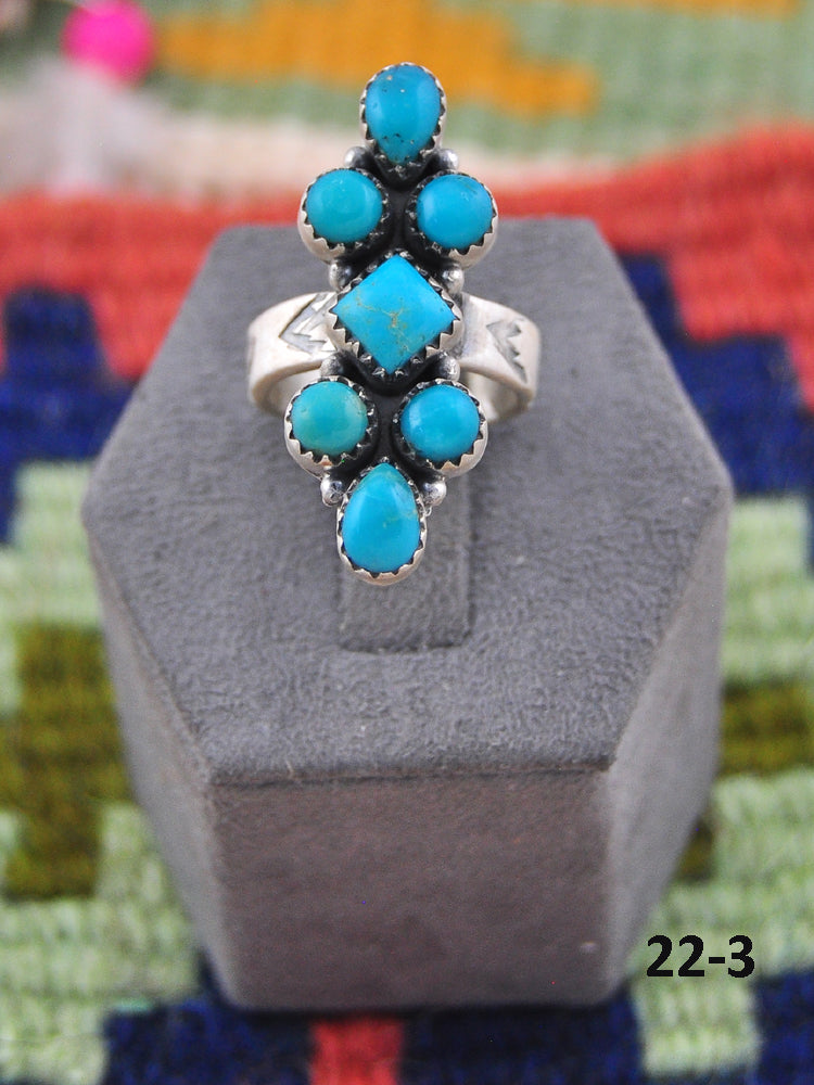 Southwest Made Kingman Turquoise & Sterling Silver Adjustable Ring