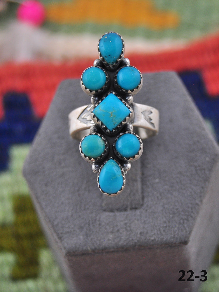 Southwest Made Kingman Turquoise & Sterling Silver Adjustable Ring