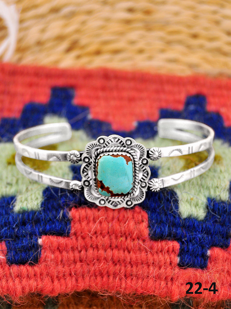 Southwest Handmade No.8 Turquoise & Sterling Silver Cuff Bracelet