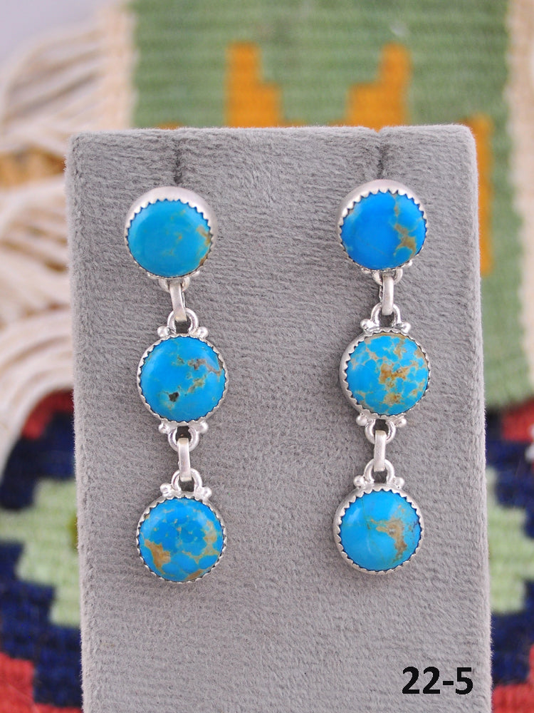 Southwest Made Kingman Turquoise & Sterling Silver Post Earrings