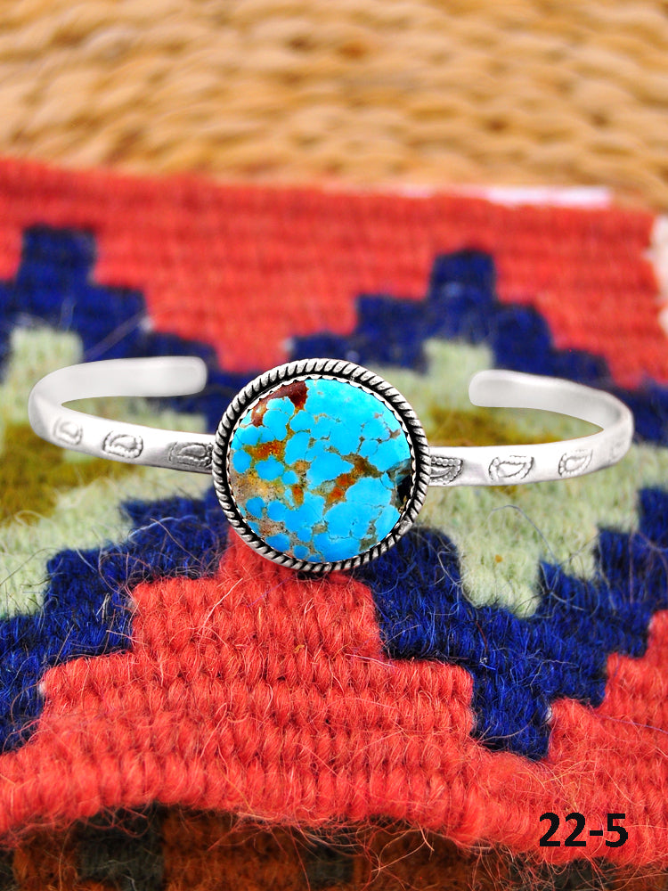 Southwest Handmade No.8 Turquoise & Sterling Silver Cuff Bracelet