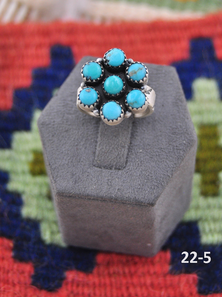 Southwest Made Kingman Turquoise & Sterling Silver Adjustable Ring
