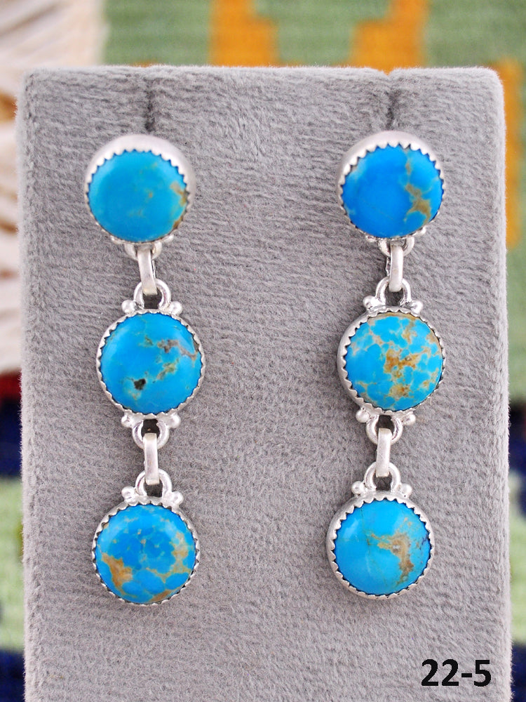 Southwest Made Kingman Turquoise & Sterling Silver Post Earrings