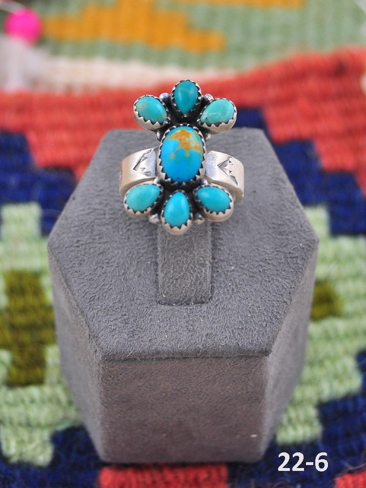 Southwest Made Kingman Turquoise & Sterling Silver Adjustable Ring