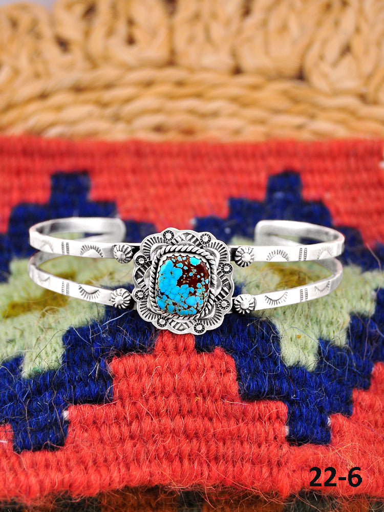 Southwest Handmade No.8 Turquoise & Sterling Silver Cuff Bracelet