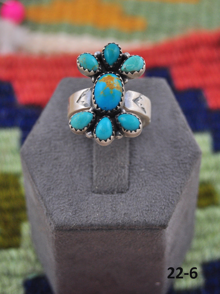 Southwest Made Kingman Turquoise & Sterling Silver Adjustable Ring
