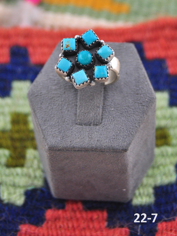 Southwest Made Kingman Turquoise & Sterling Silver Adjustable Ring