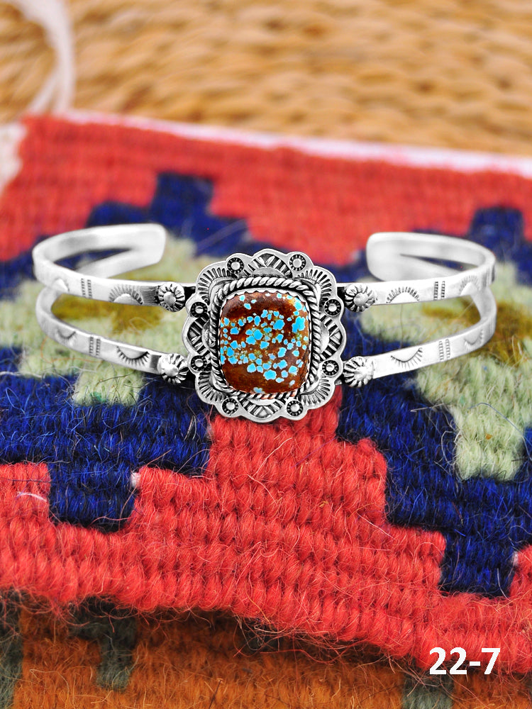 Southwest Handmade No.8 Turquoise & Sterling Silver Cuff Bracelet