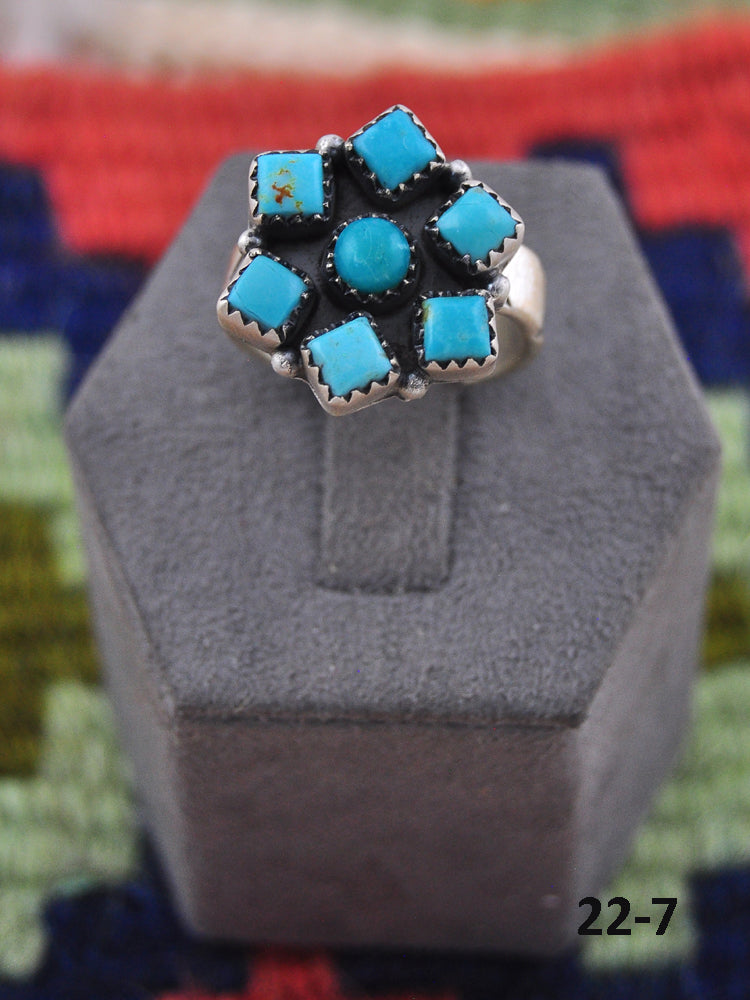 Southwest Made Kingman Turquoise & Sterling Silver Adjustable Ring