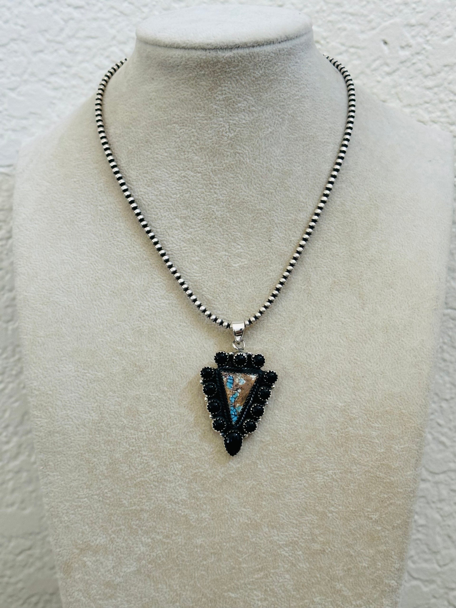 Southwest Handmade Multi Stone & Sterling Silver Cluster Pendant