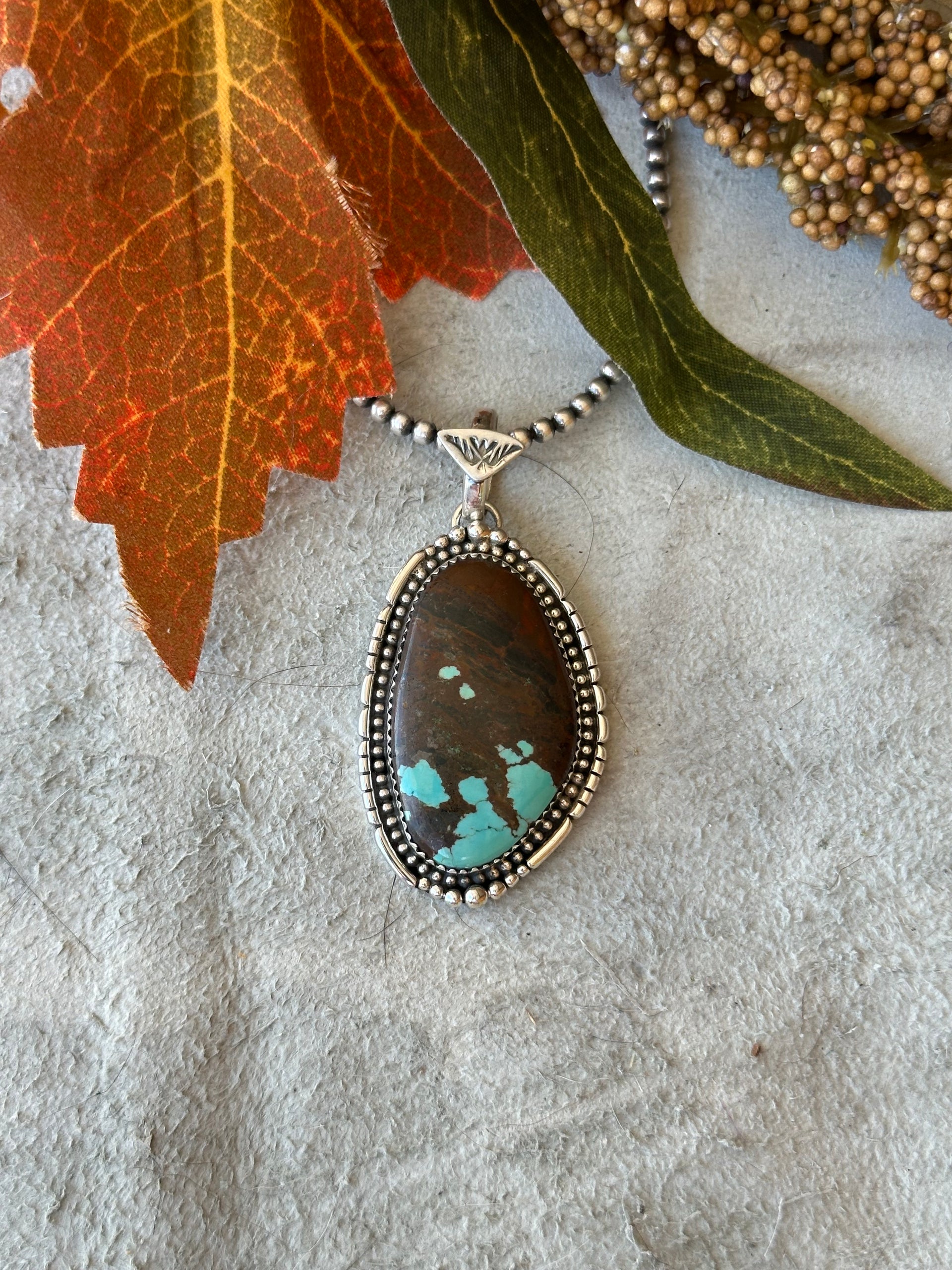 Southwest Handmade #8 Turquoise & Sterling Silver Pendant