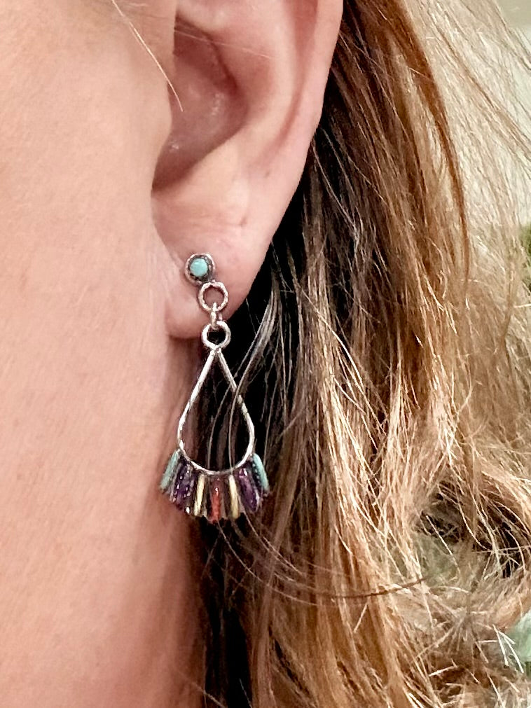 Southwest Handmade Multistone & Sterling Silver Earrings