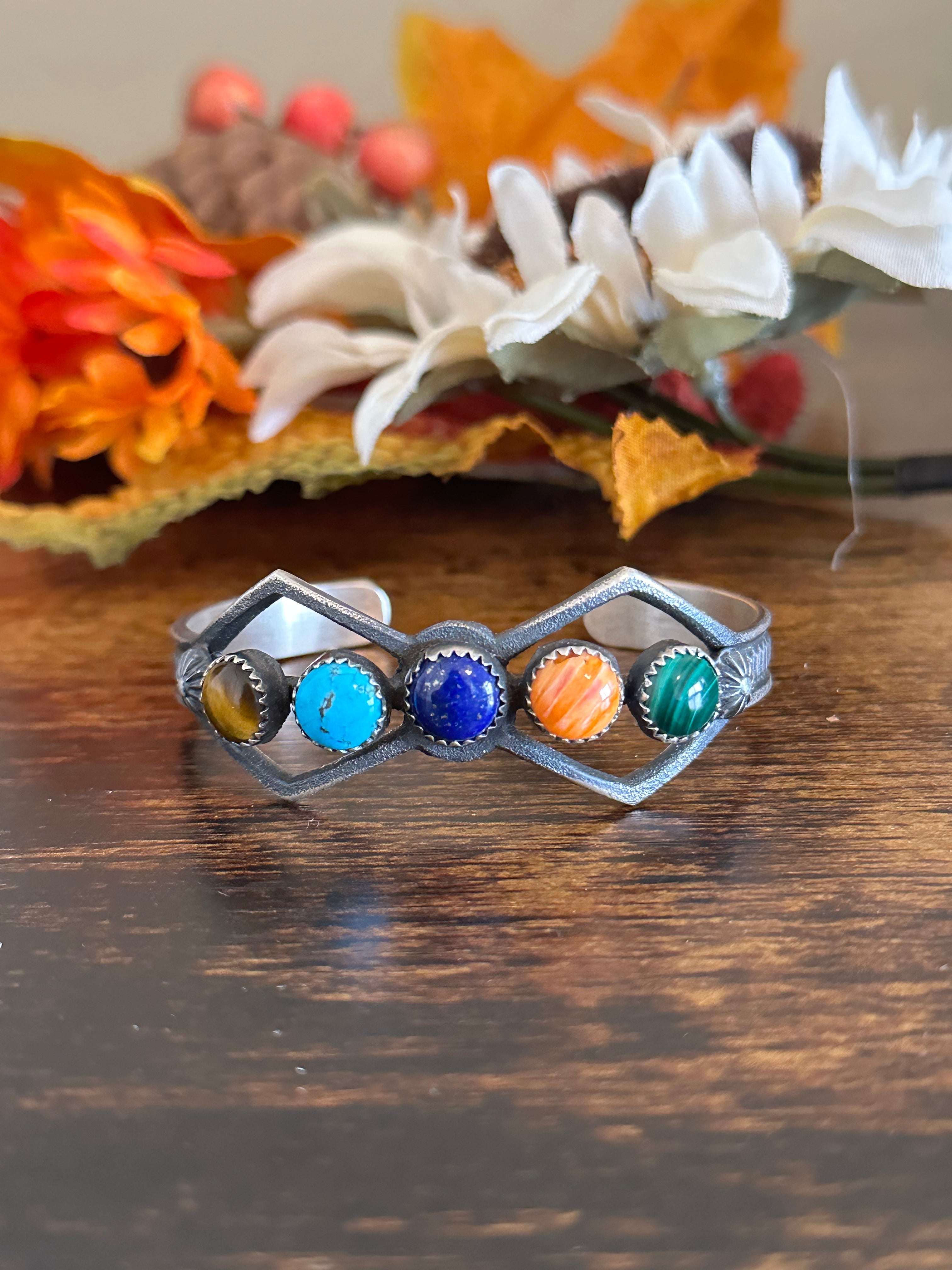 Kevin Billah Multi Stone & Sterling Silver Cuff Bracelet