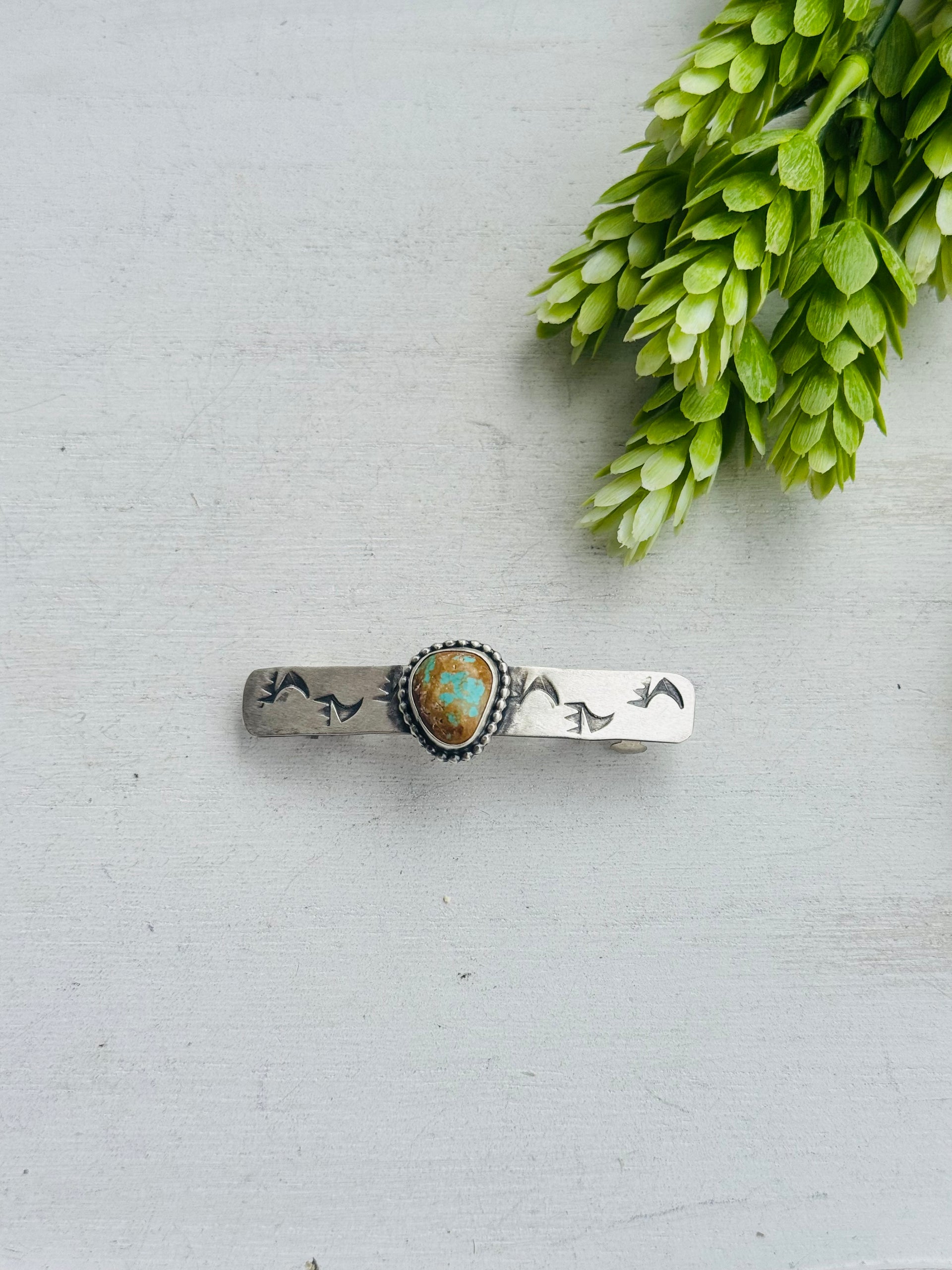 Danny Henio Royston Turquoise & Sterling Silver Hair Barrette