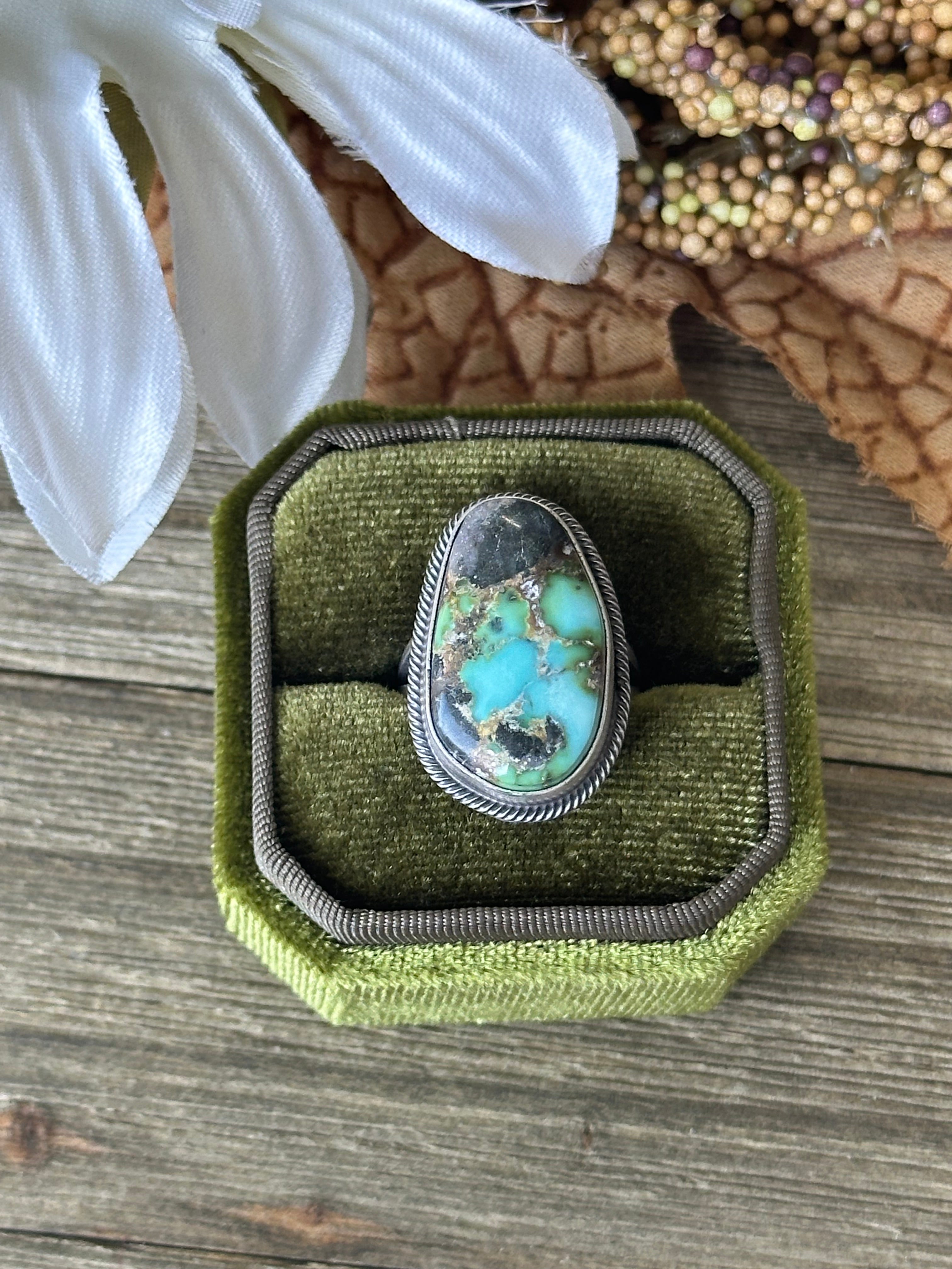 Scott Skeets Sonoran Gold Turquoise &  Sterling Silver Ring Size 6.5